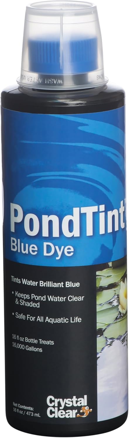 Crystal Clear CrystalClear PondTint Blue Pond Dye, for Water Gardens & Koi Fish Ponds, Ecofriendly, Clean & Clear Water, No Mixing & Easy to Use, Enhances Natural Color, Treats up 16,000 Gallons, 16 oz - Image 1
